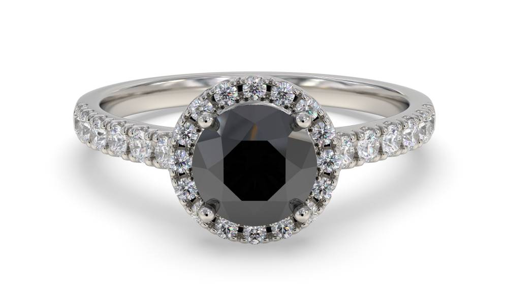 Black Diamond Shoulder Set Ring set in Platinum