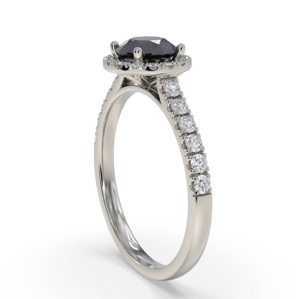 Black Diamond Shoulder Set Ring set in Platinum