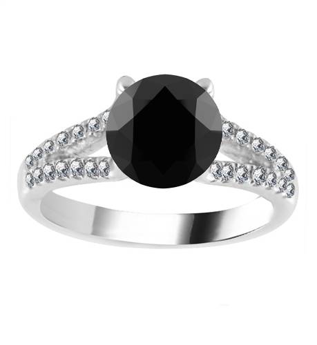 Black Diamond Shoulder Set Ring P