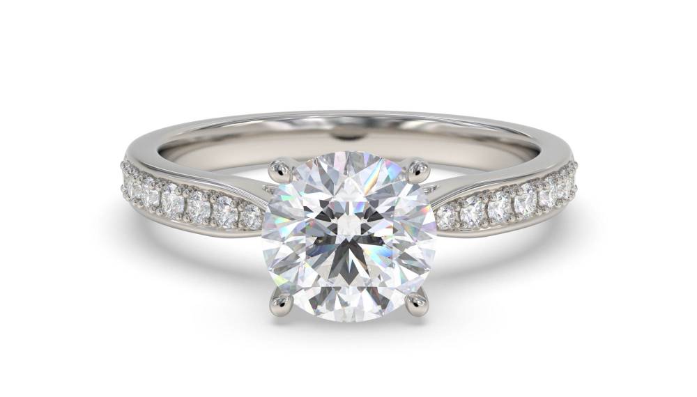 Round Diamond Shoulder Set Ring set in Platinum