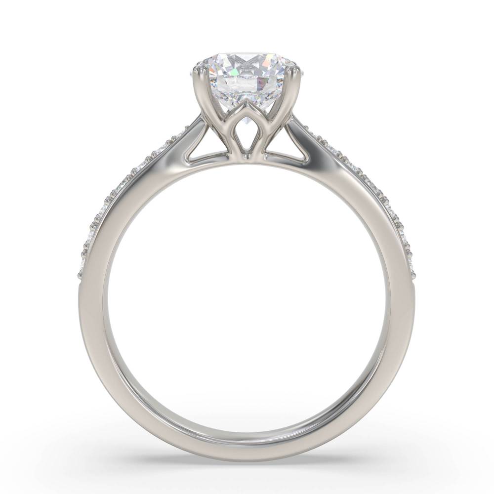 Round Diamond Shoulder Set Ring set in Platinum