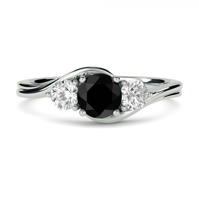 Round Black Diamond Trilogy Ring W