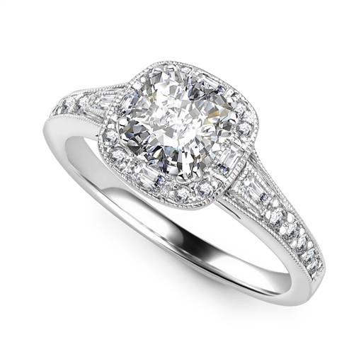 Cushion & Baguette Diamond Designer Ring W