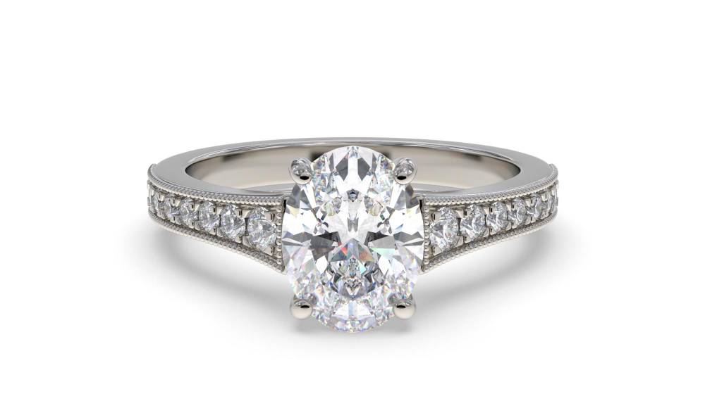 Oval Diamond Shoulder Set Ring P