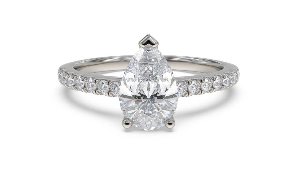 Pear Diamond Shoulder Set Ring P