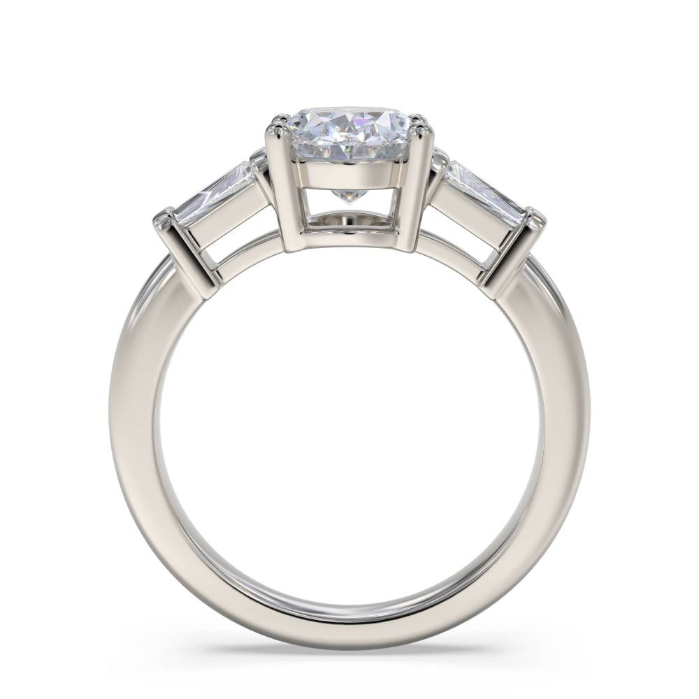 Modern Oval & Baguette Diamond Trilogy Ring P