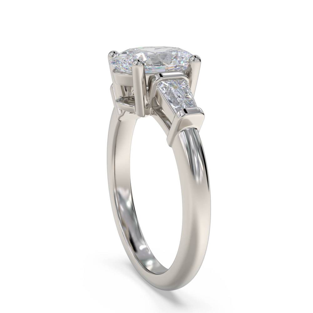 Modern Oval & Baguette Diamond Trilogy Ring P