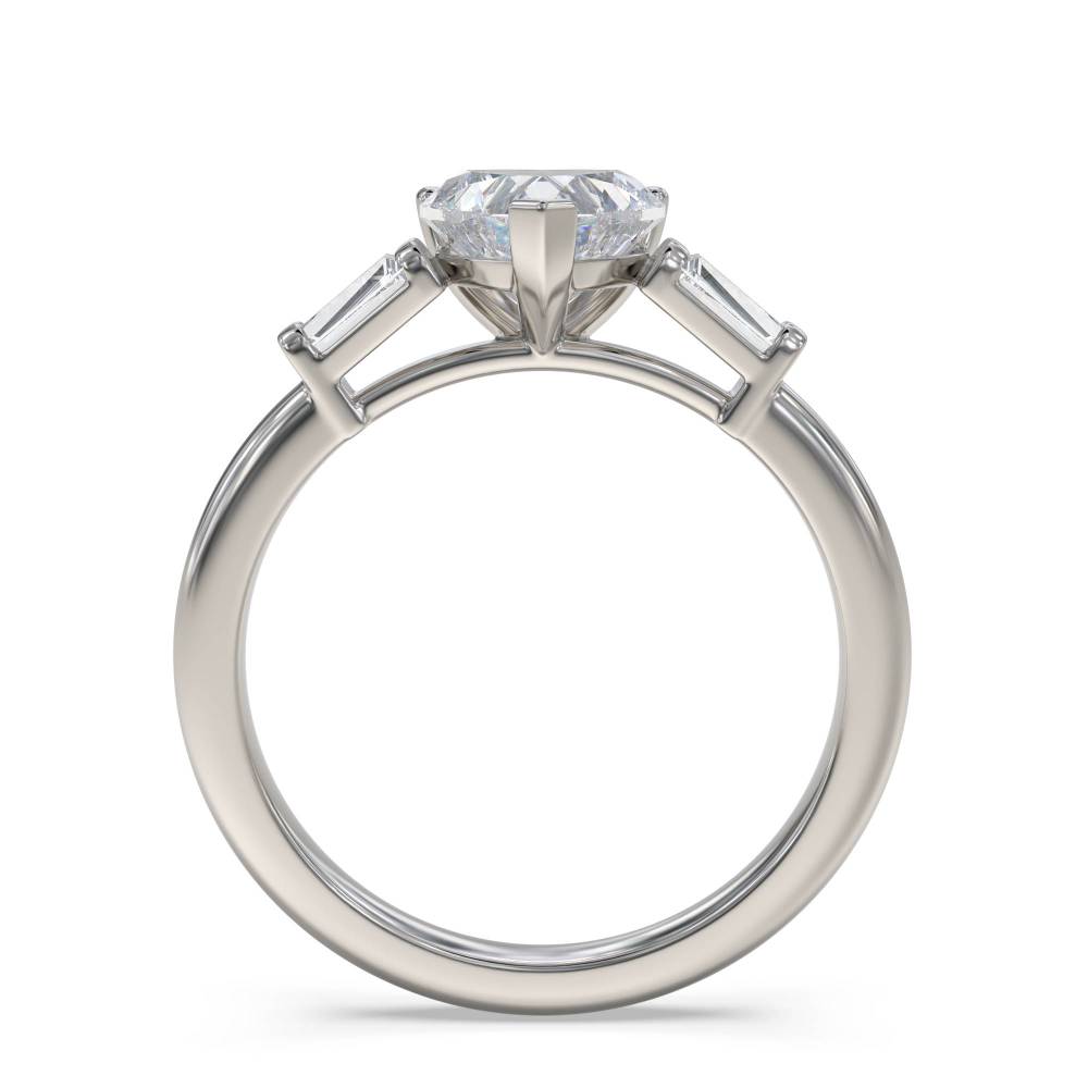 Modern Heart & Tapered Baguette Diamond Trilogy Ring P