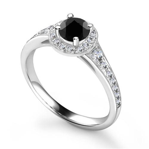 Black Diamond Shoulder Set Ring set in Platinum