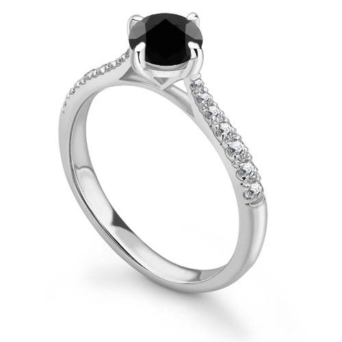 Black Diamond Shoulder Set Ring set in Platinum