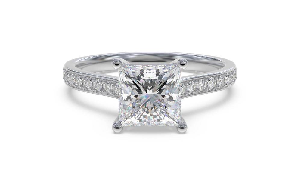 Princess Diamond Shoulder Set Ring W