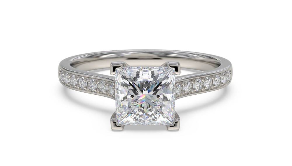 Princess Diamond Shoulder Set Ring P