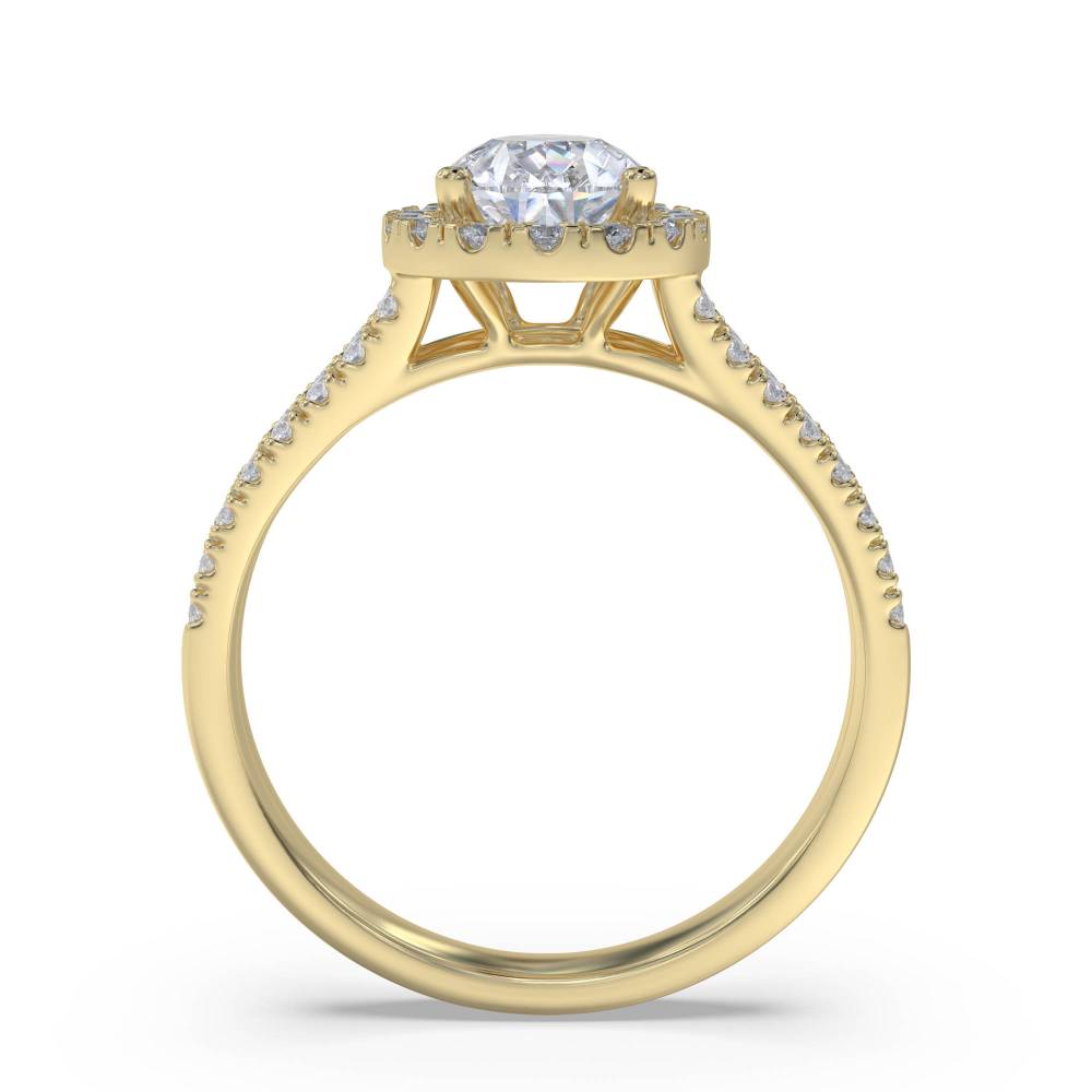 Pear Diamond Single Halo Shoulder Set Ring Y