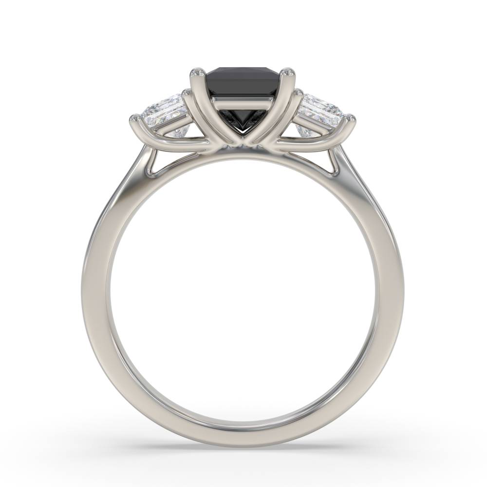 Princess Black Diamond Trilogy Ring set in Platinum