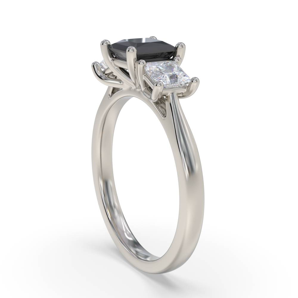 Princess Black Diamond Trilogy Ring set in Platinum