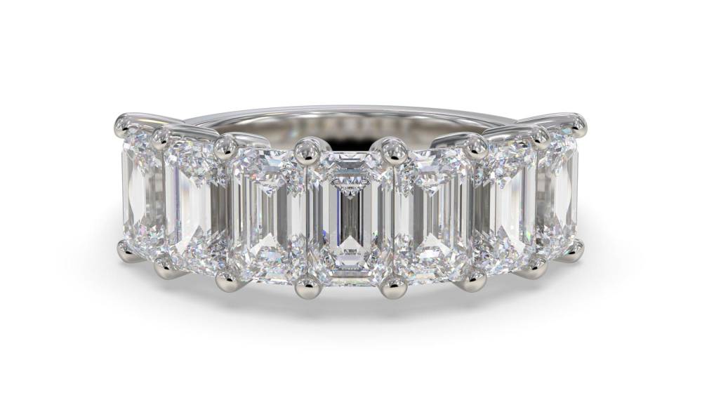 DHRZ0087 7 Stone Emerald Diamond Half Eternity Ring P
