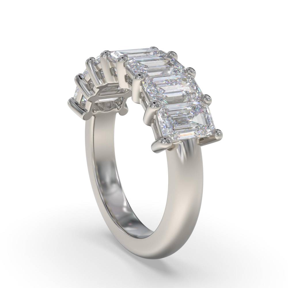 DHRZ0087 7 Stone Emerald Diamond Half Eternity Ring P