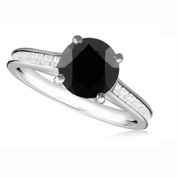 Black Diamond Shoulder Set Ring P