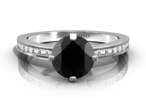 Black Diamond Shoulder Set Ring set in Platinum