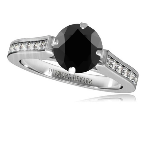 Black Diamond Shoulder Set Ring set in Platinum