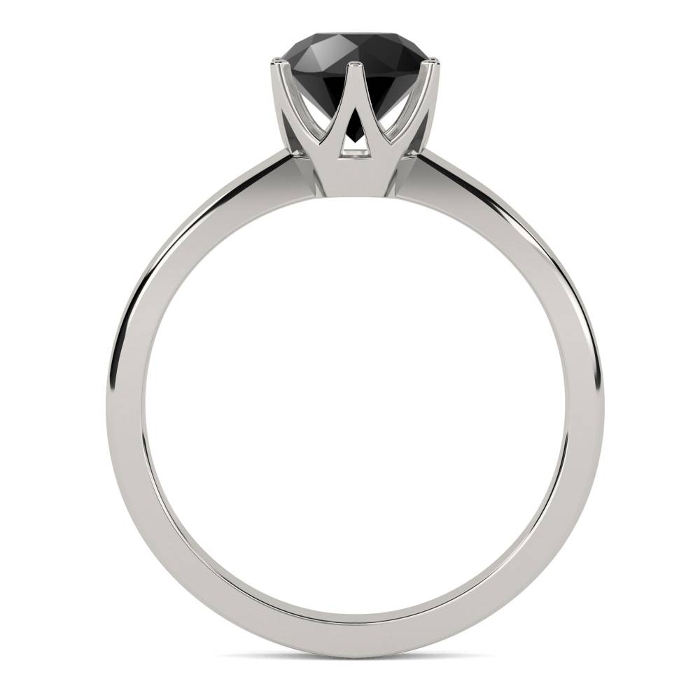 Black Diamond Solitaire Ring set in Platinum