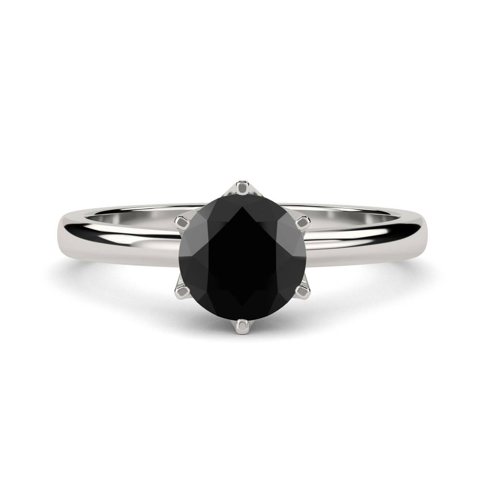 Black Diamond Solitaire Ring set in Platinum