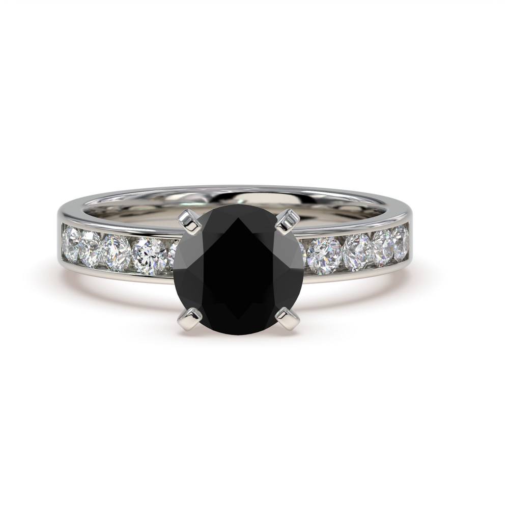 Black Diamond Shoulder Set Ring P