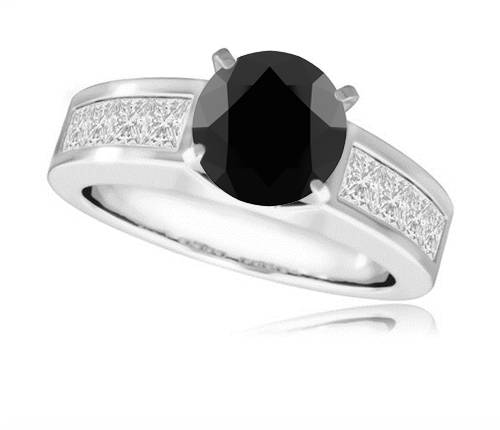 Black Diamond Shoulder Set Ring set in Platinum