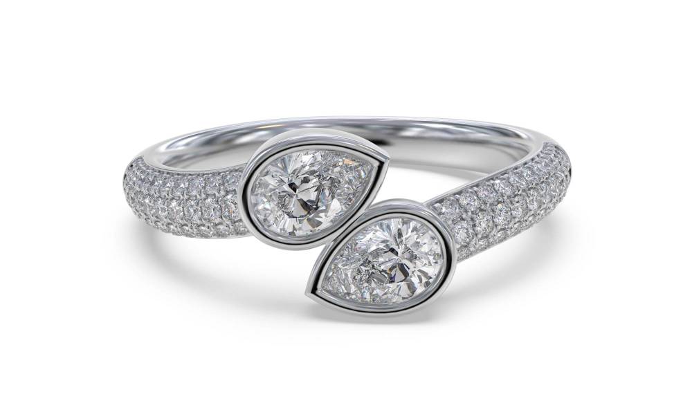 2 Stone Toi Et Moi Diamond Ring set in White Gold