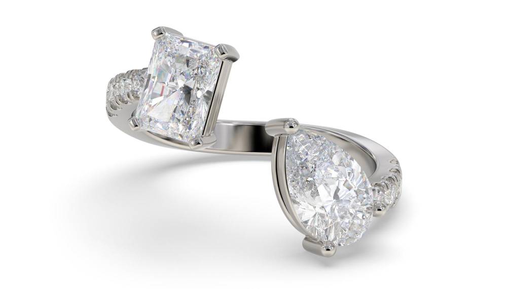 Radiant & Pear Two Stone Diamond Ring P