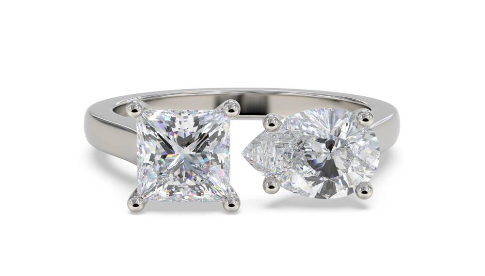 Princess & Pear Two Stone Diamond Ring P
