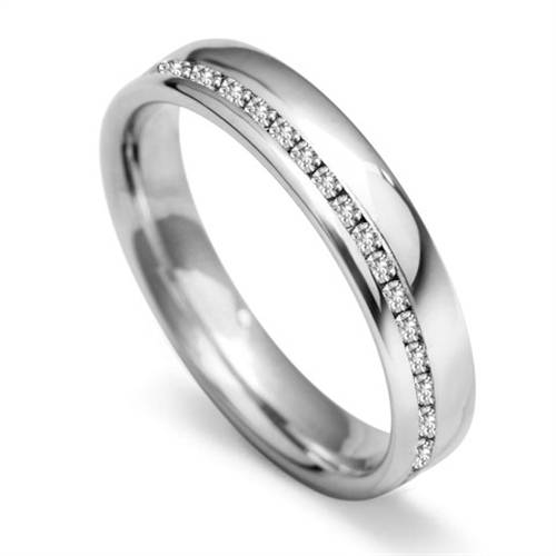 4mm Full Round Diamond Offset Wedding Ring P
