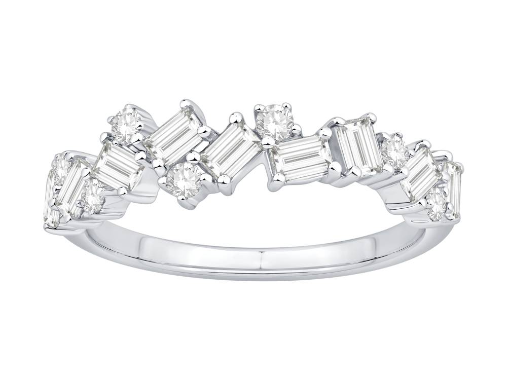 0.90Ct Baguette And Round Diamond Asymetric Eternity Ring W