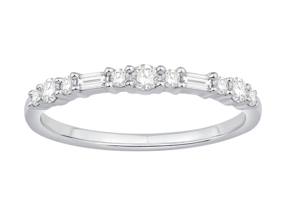 0.25Ct Baguette And Round Diamond Alternating Eternity Ring W