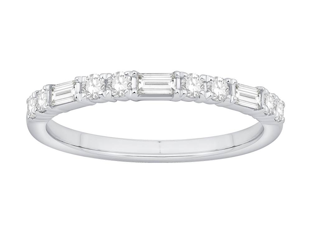 0.35Ct Baguette And Round Diamond Alternating Eternity Ring P