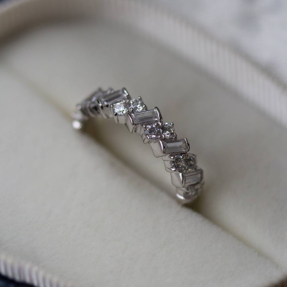 0.75Ct Baguette And Round Diamond Asymmetric Eternity Ring W