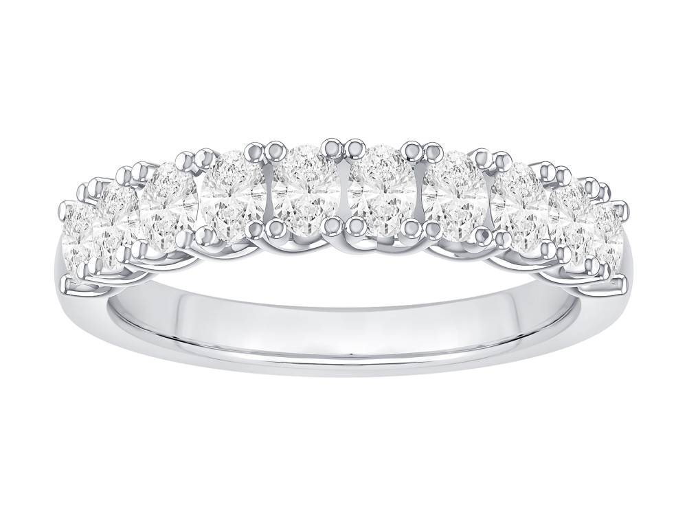 0.85ct Oval 10 Stone Diamond Ring set in White Gold