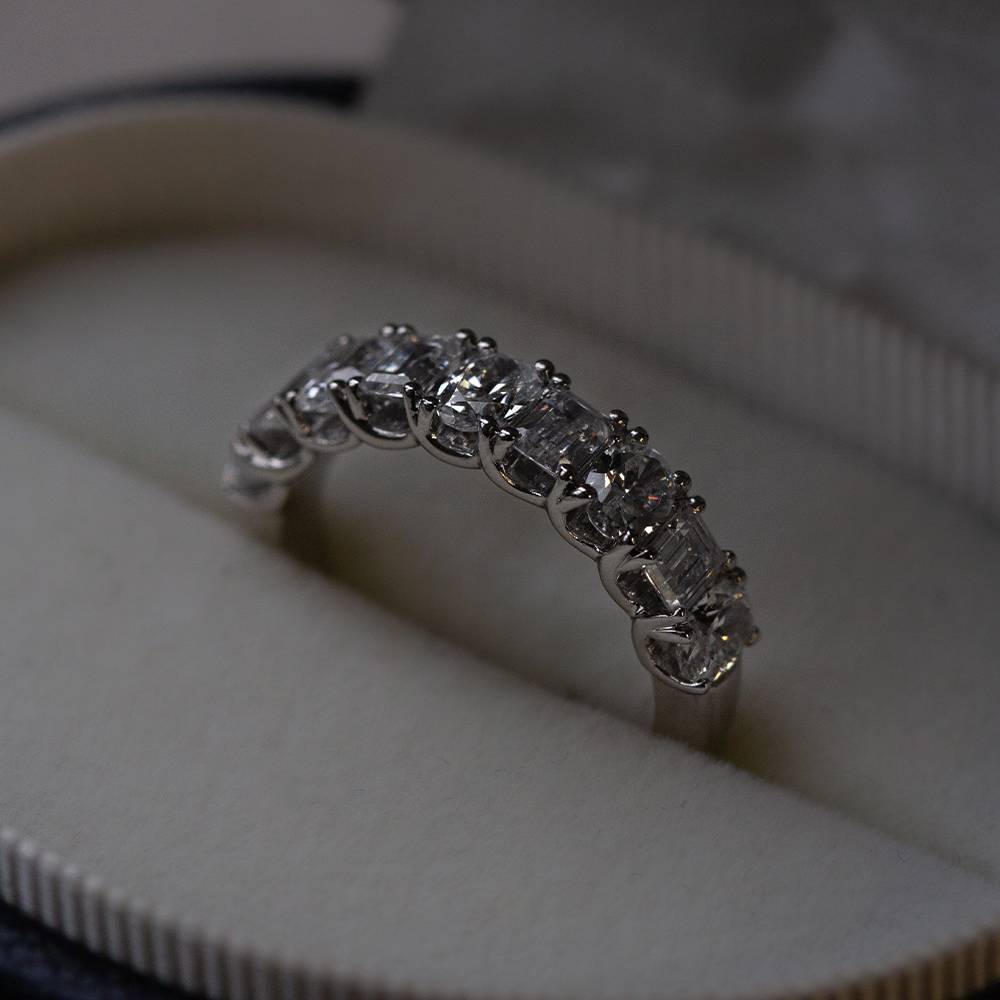 1.10Ct Oval Diamond Diagonal Set Eternity Ring W