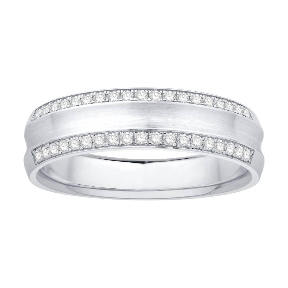 Mens Diamond Set Wedding Band set in White Gold