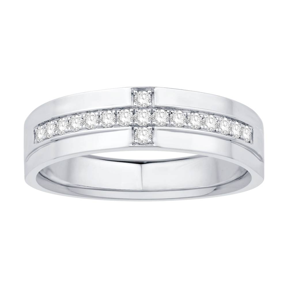 Mens Diamond Set Wedding Band set in White Gold