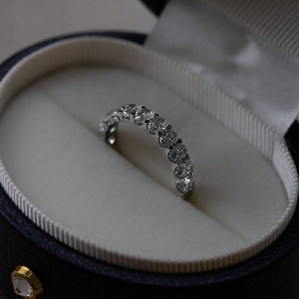 1.50Ct Oval Diamond Eternity Ring Half Set Shared Prong W