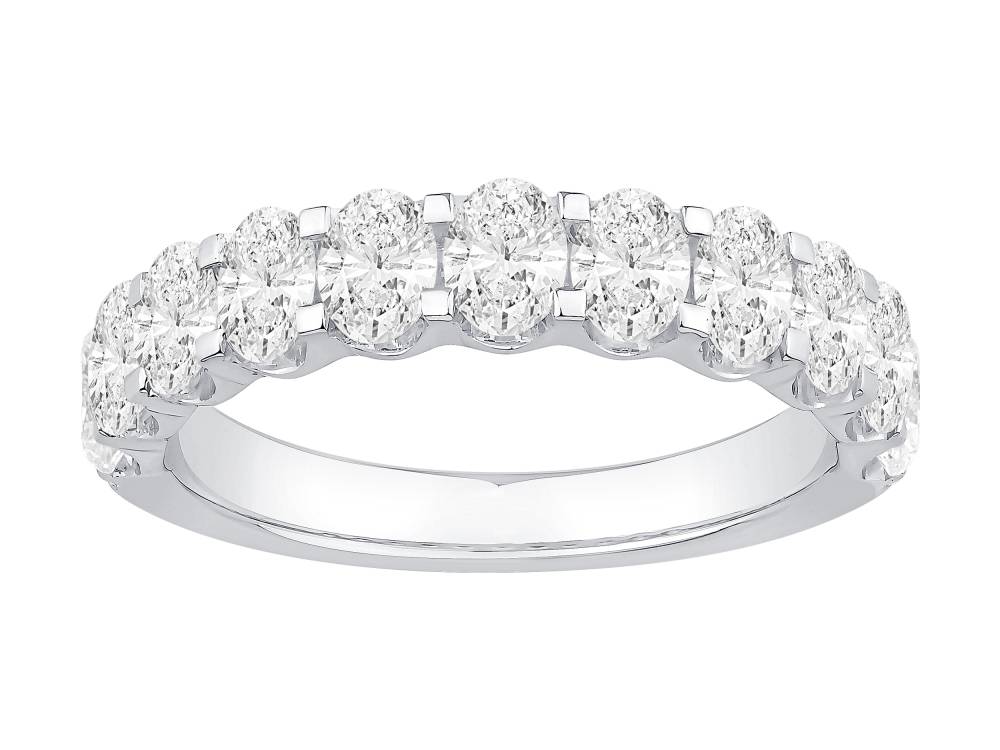 1.50Ct Oval Diamond Eternity Ring Half Set Shared Prong W