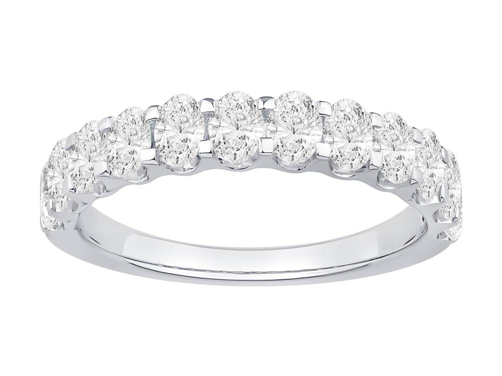 1.00Ct Oval Diamond Eternity Ring Half Set Shared Prong W