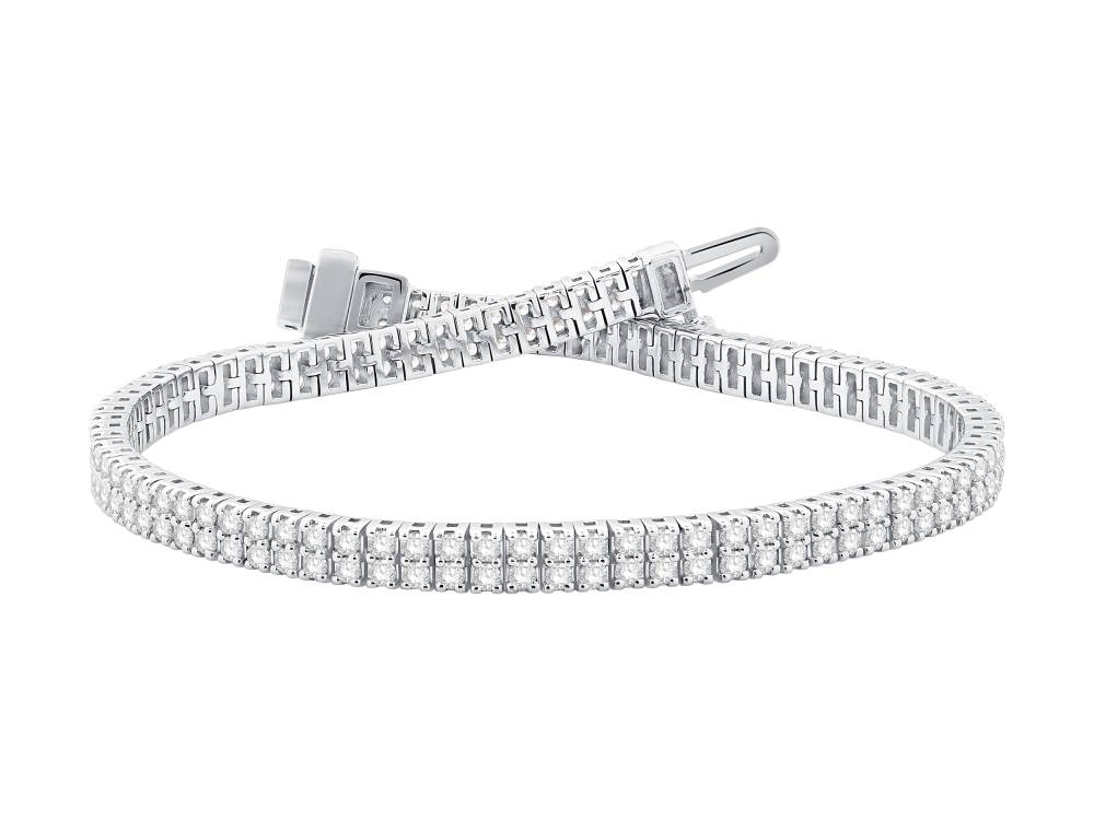 3Ct Round Diamond Double Row Designer Bracelet W