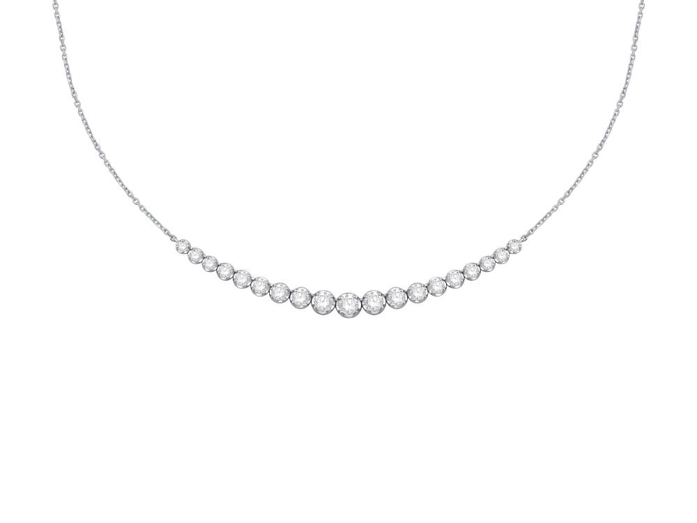 3Ct Round Diamond Graduated Chain Necklace- U Shape W