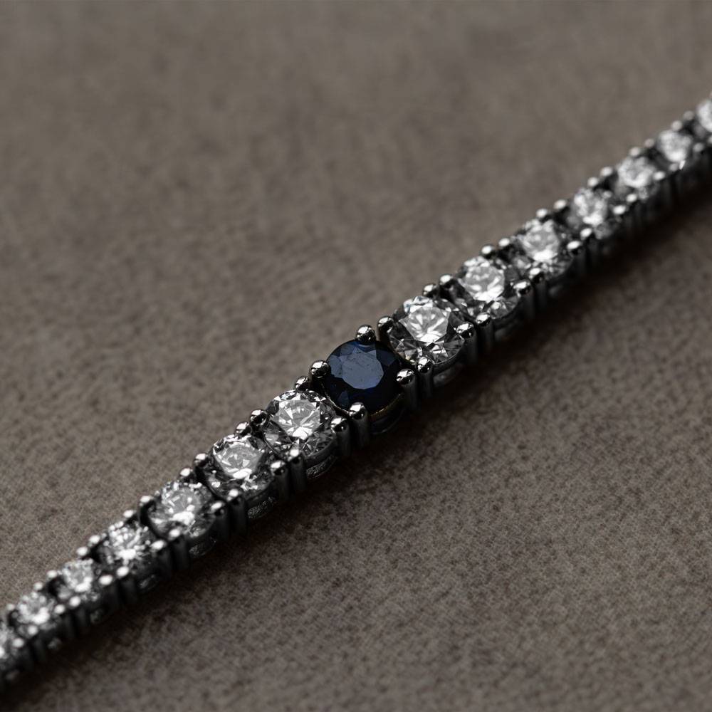 5.10Ct Round Blue Sapphire And Diamond Designer Bracelet W