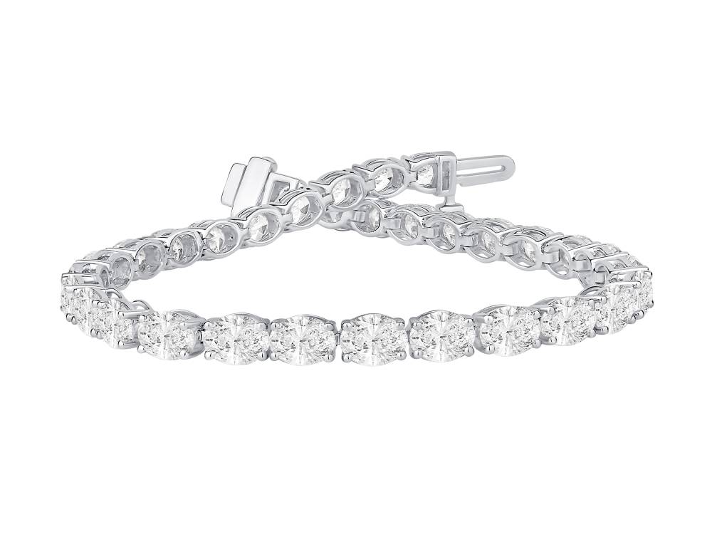 10ct Oval Diamond Horizontal Set Designer Bracelet set in White Gold