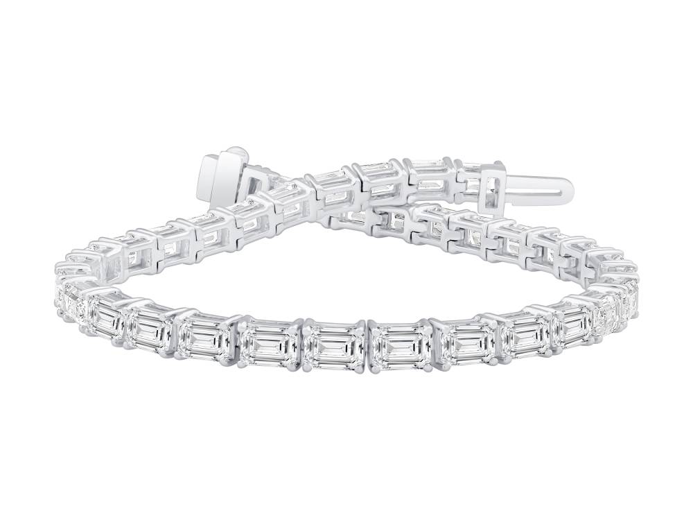 11Ct Emerald Diamond Horizontal Set Designer Bracelet W