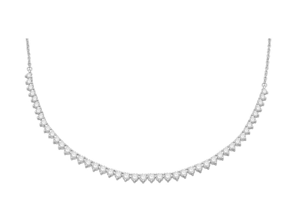 3.5ct Round Graduated 3 Claw Chain Necklace - U Shape set in White Gold