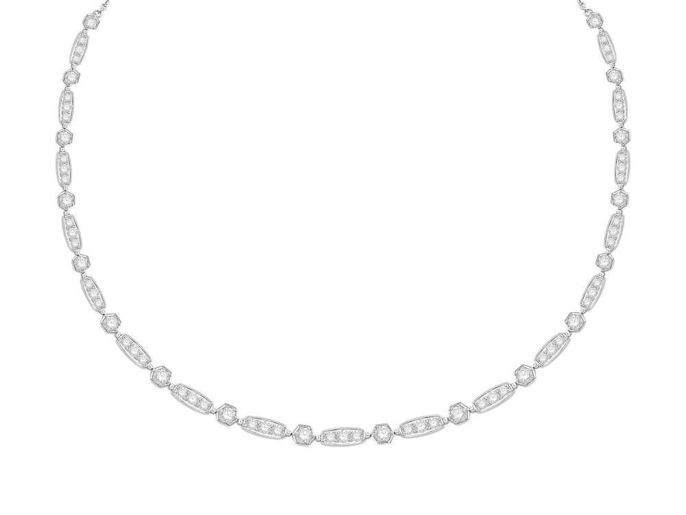 5ct Round Diamond Rubover Designer Chain Necklace W